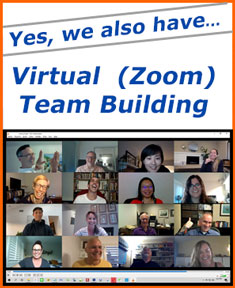 Yes, we also have... Virtual Team Building! In this 1-hour Zoom event, your team will have fun while learning valuable improvisation based skills.