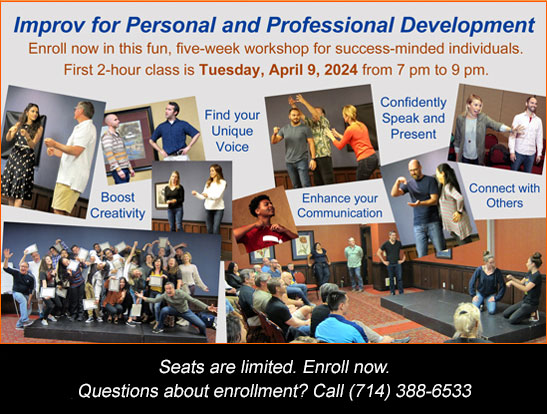 Enroll now for the April 9, 2024 Improv for Personal and Professional Development workshop