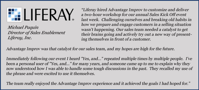Liferay testimonial for Advantage Improv